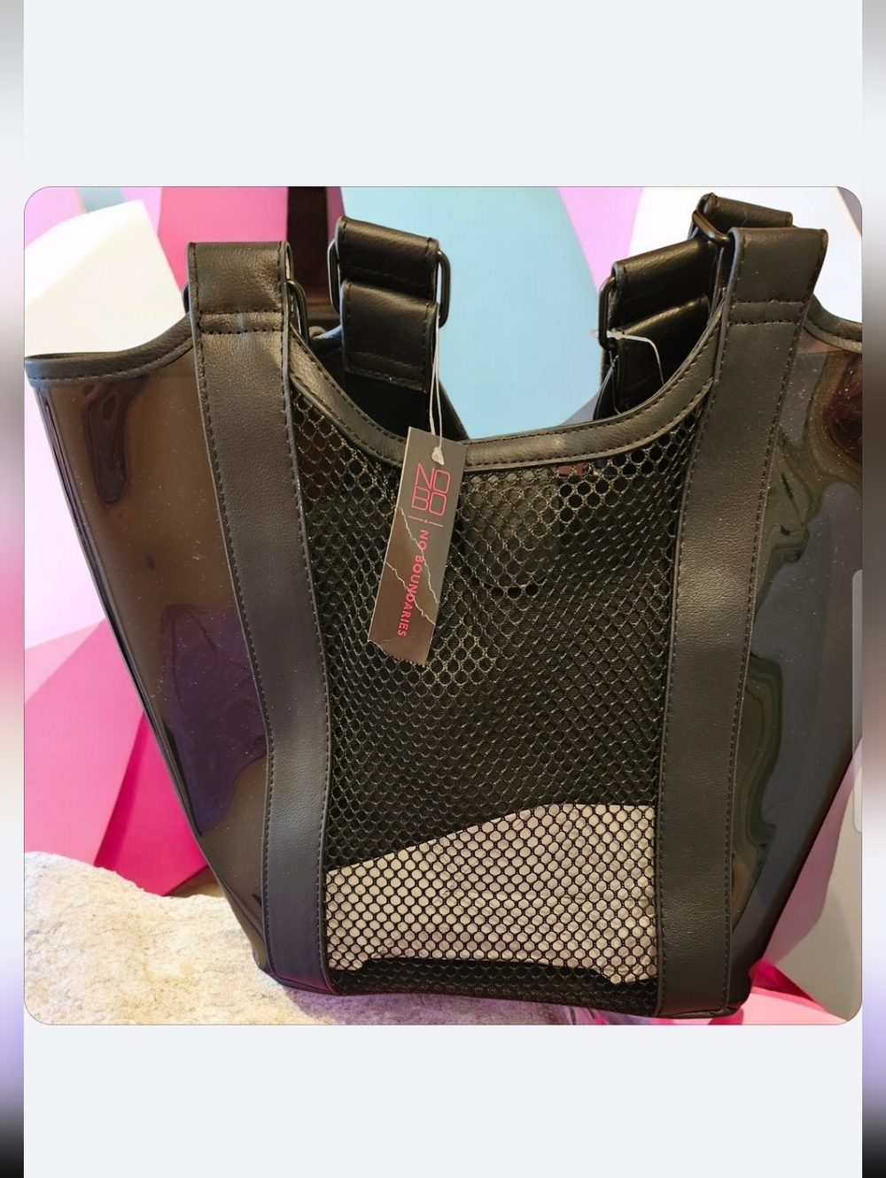 No Boundaries Black Mesh Tote Wit Inside Pouch ■ Nwt